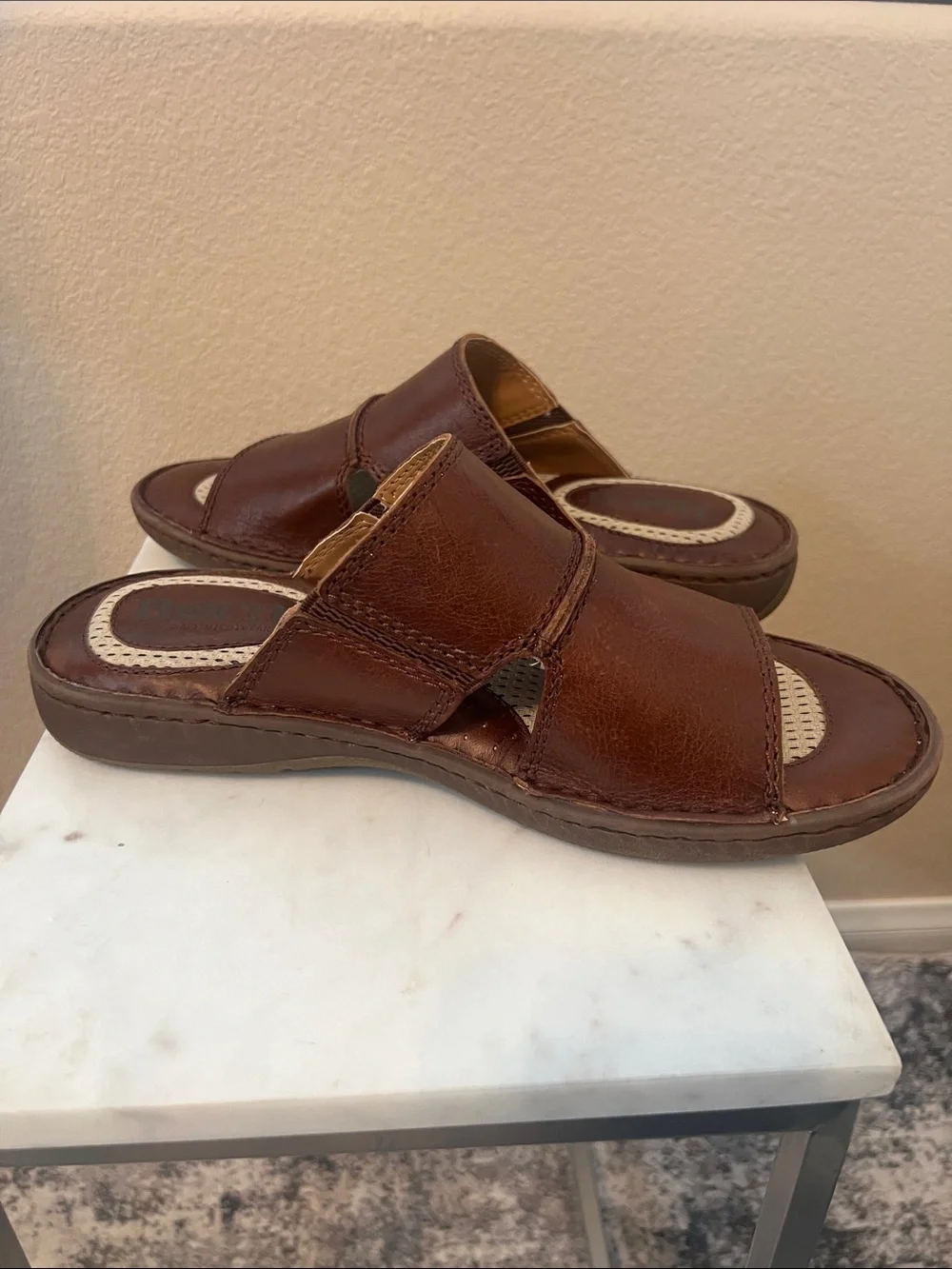Born Brown Leather Men’s Slide Sandals